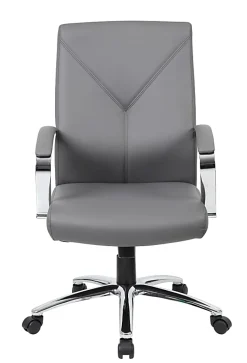 Boss Office Products Ergonomic High-Back Chair, Gray/Chrome/Gray