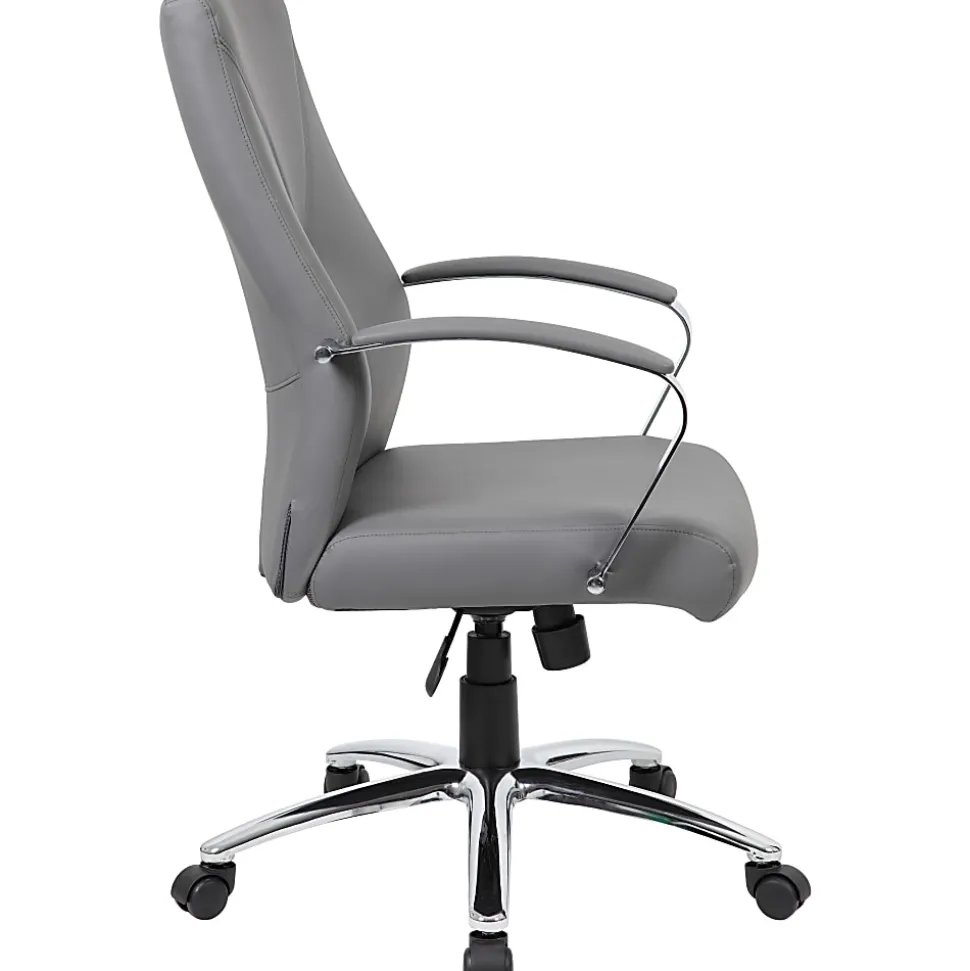 Boss Office Products Ergonomic High-Back Chair, Gray/Chrome/Gray