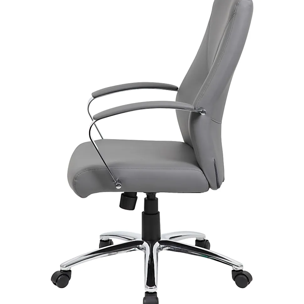 Boss Office Products Ergonomic High-Back Chair, Gray/Chrome/Gray
