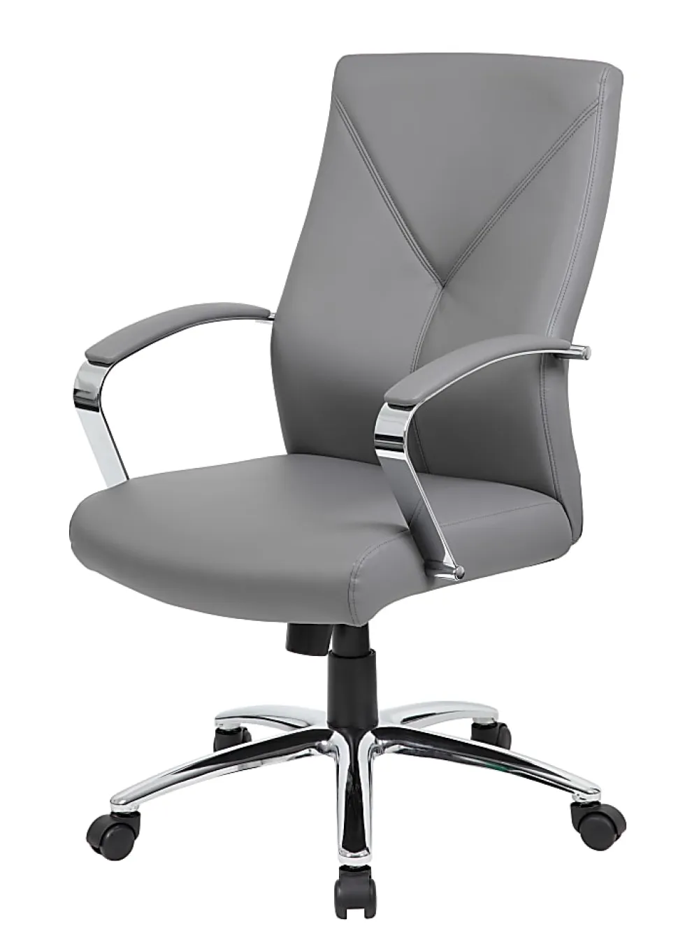 Boss Office Products Ergonomic High-Back Chair, Gray/Chrome/Gray