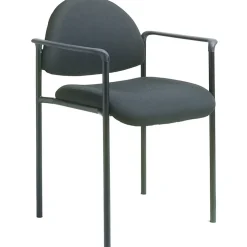 Boss Office Products Fabric Stacking Chair With Arms, Black