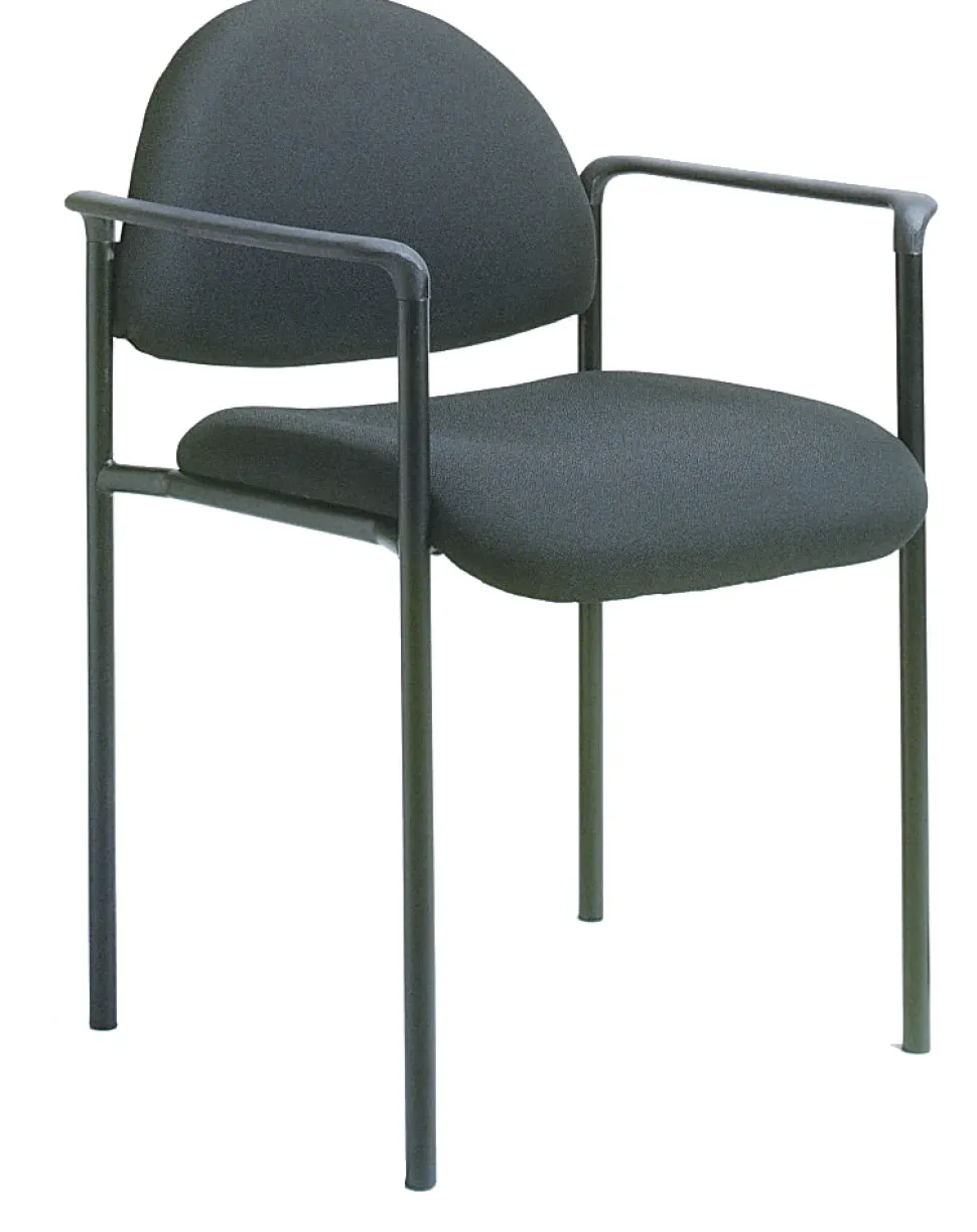Boss Office Products Fabric Stacking Chair With Arms, Black