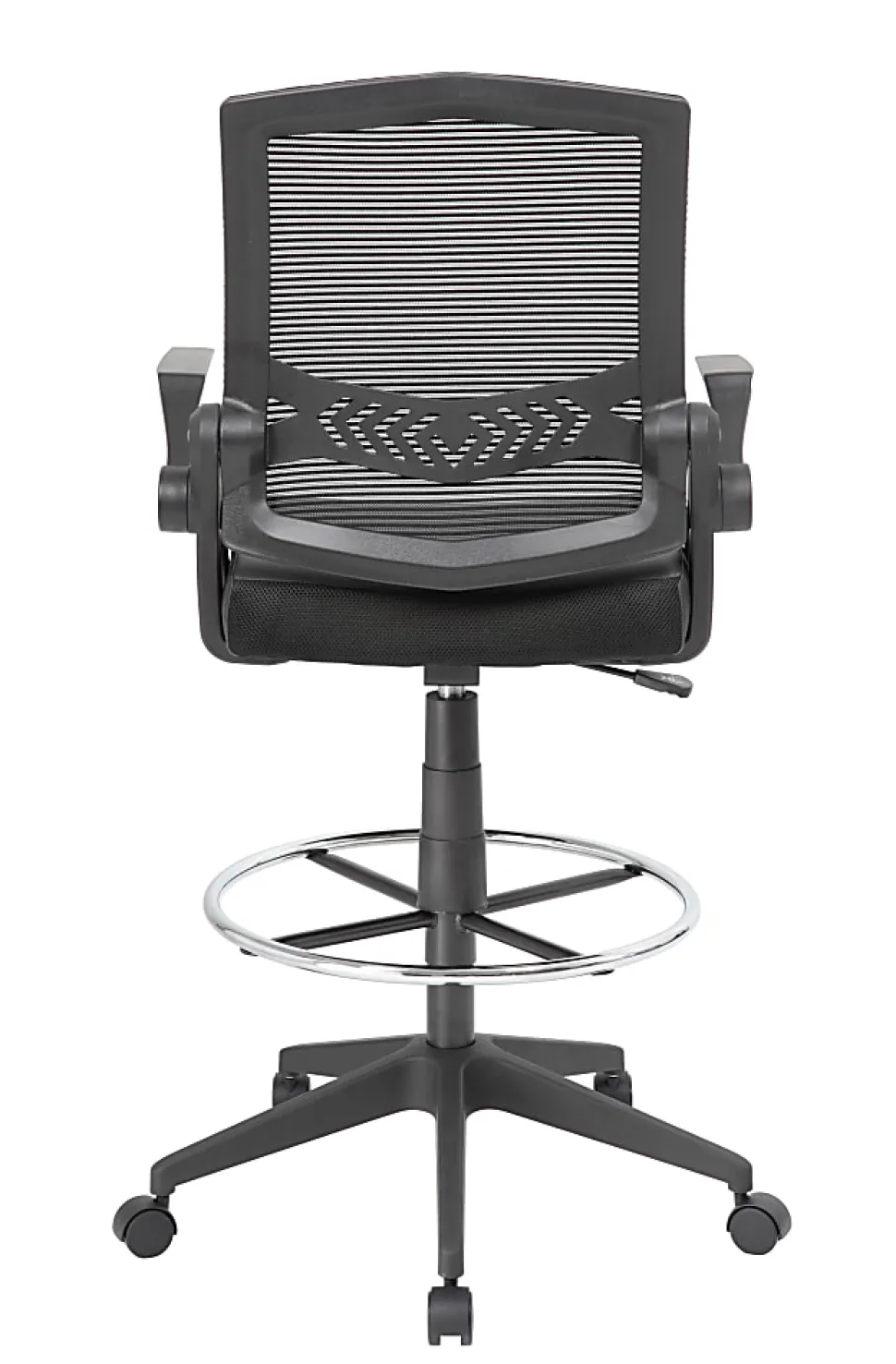 Boss Office Products Flip Arm Drafting Stool With Mesh Back, Black