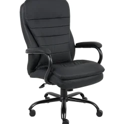 Boss Office Products Heavy Duty Big And Tall Double Plush Executive Chair, CaressoftPlus™ Vinyl, Black