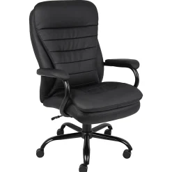 Boss Office Products Heavy Duty Big And Tall Double Plush Executive Chair, CaressoftPlus™ Vinyl, Black