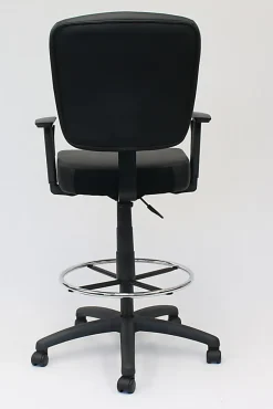 Boss Office Products Heavy Duty Drafting Stool With Arms, Black