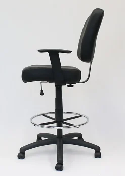 Boss Office Products Heavy Duty Drafting Stool With Arms, Black