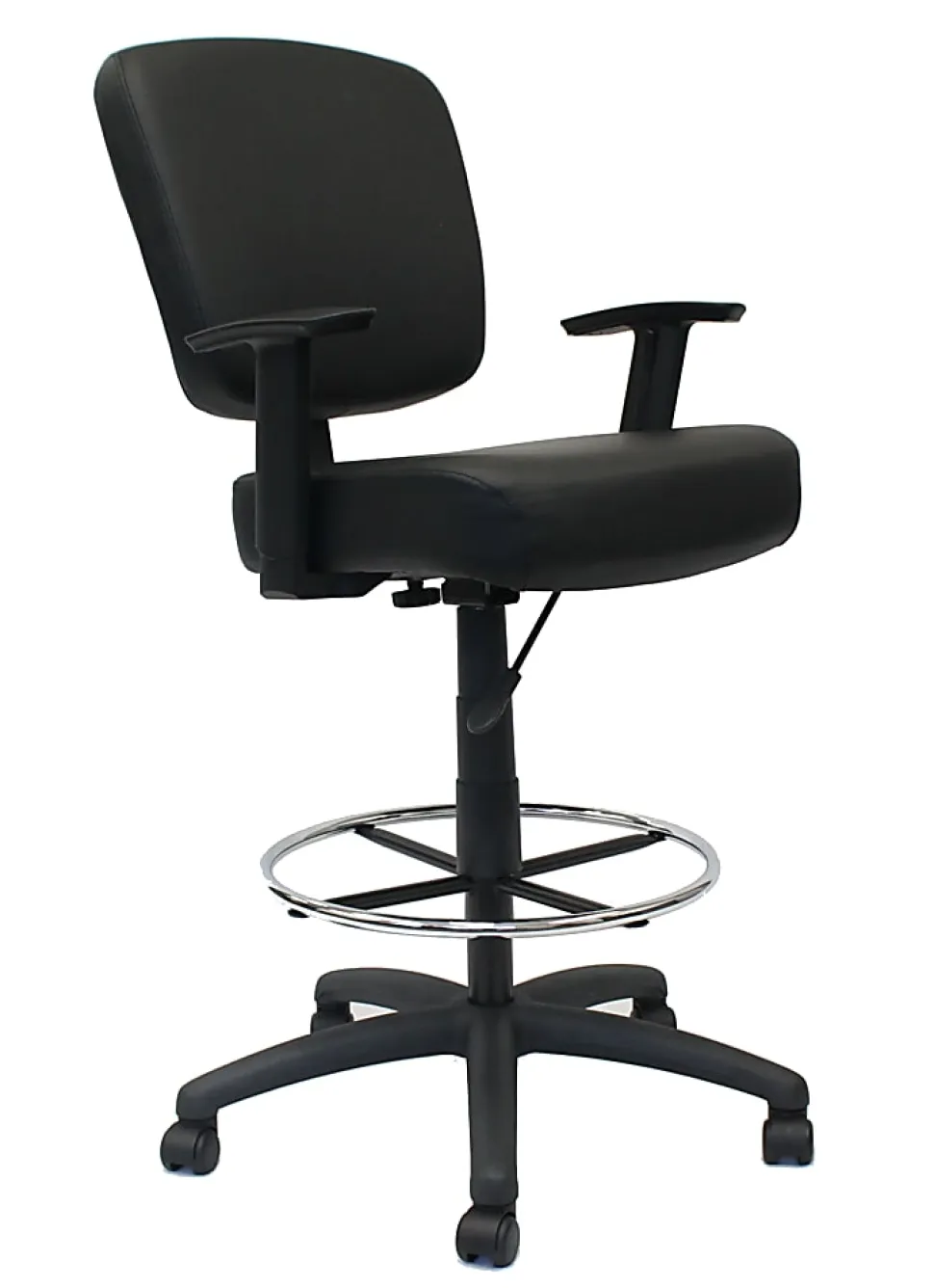 Boss Office Products Heavy Duty Drafting Stool With Arms, Black