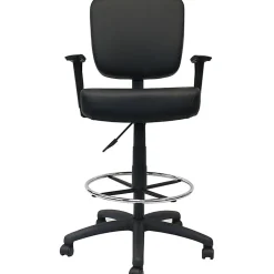 Boss Office Products Heavy Duty Drafting Stool With Arms, Black
