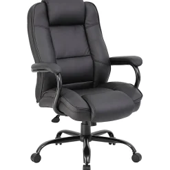 Boss Office Products Heavy-Duty Ergonomic LeatherPlus™ Bonded Leather High-Back Chair, Black