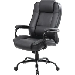 Boss Office Products Heavy-Duty Ergonomic LeatherPlus™ Bonded Leather High-Back Chair, Black