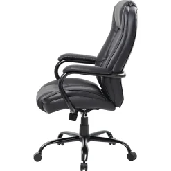 Boss Office Products Heavy-Duty Ergonomic LeatherPlus™ Bonded Leather High-Back Chair, Black