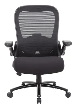 Boss Office Products Heavy-Duty Flip Arm Ergonomic Mesh High-Back Task Chair, Black