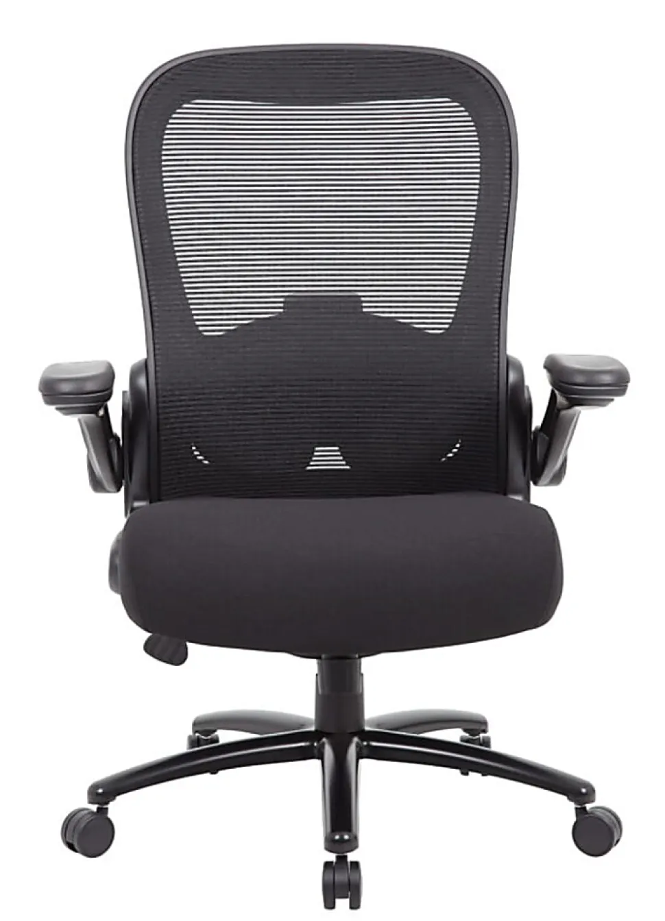 Boss Office Products Heavy-Duty Flip Arm Ergonomic Mesh High-Back Task Chair, Black