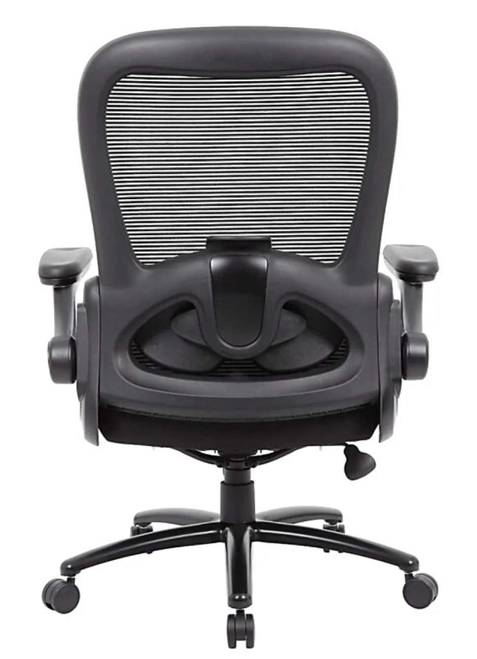 Boss Office Products Heavy-Duty Flip Arm Ergonomic Mesh High-Back Task Chair, Black