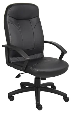 Boss Office Products High-Back Ergonomic Leather Manager's Chair, Black