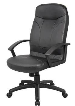 Boss Office Products High-Back Ergonomic Leather Manager's Chair, Black