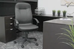 Boss Office Products High-Back Ergonomic Leather Manager's Chair, Black