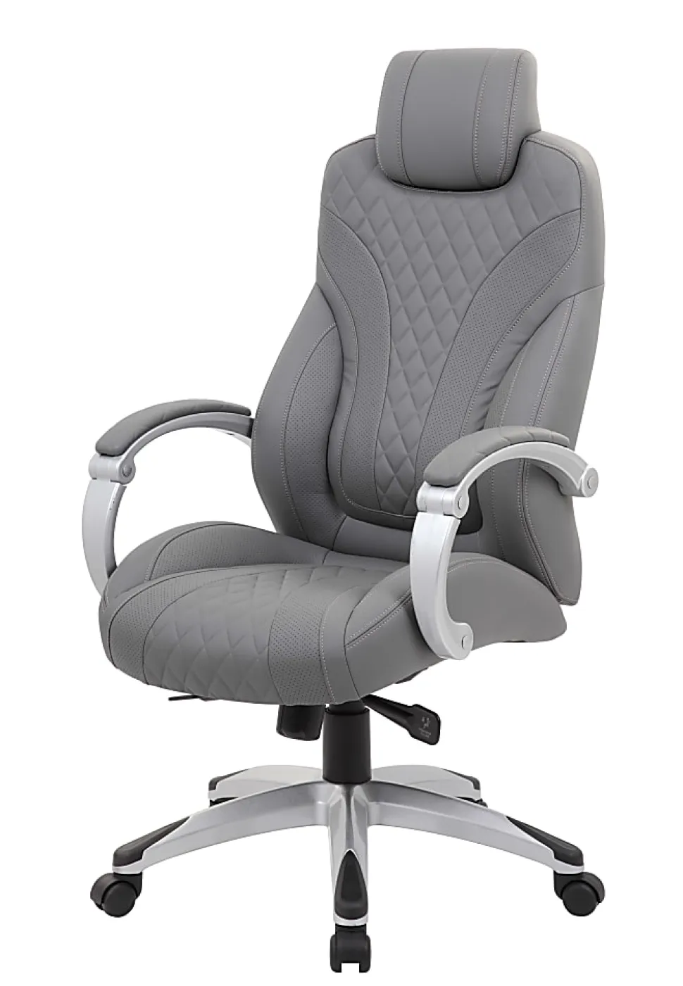 Boss Office Products Hinged Arm Ergonomic High-Back Chair, Gray
