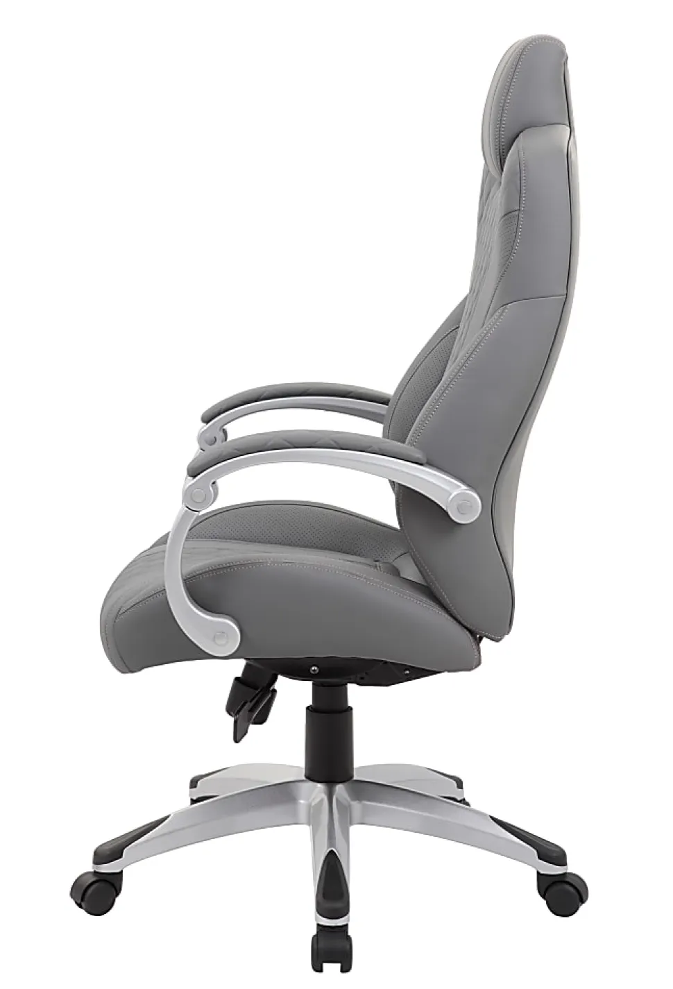 Boss Office Products Hinged Arm Ergonomic High-Back Chair, Gray