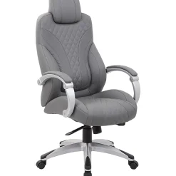 Boss Office Products Hinged Arm Ergonomic High-Back Chair, Gray