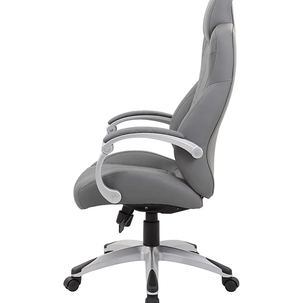 Boss Office Products Hinged Arm Ergonomic High-Back Chair, Gray