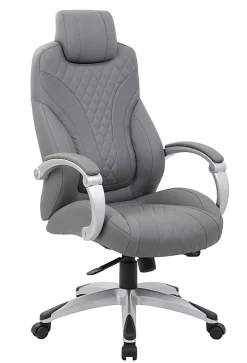 Boss Office Products Hinged Arm Ergonomic High-Back Chair, Gray