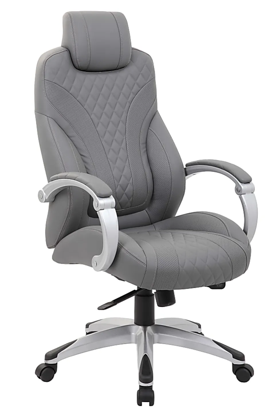 Boss Office Products Hinged Arm Ergonomic High-Back Chair, Gray