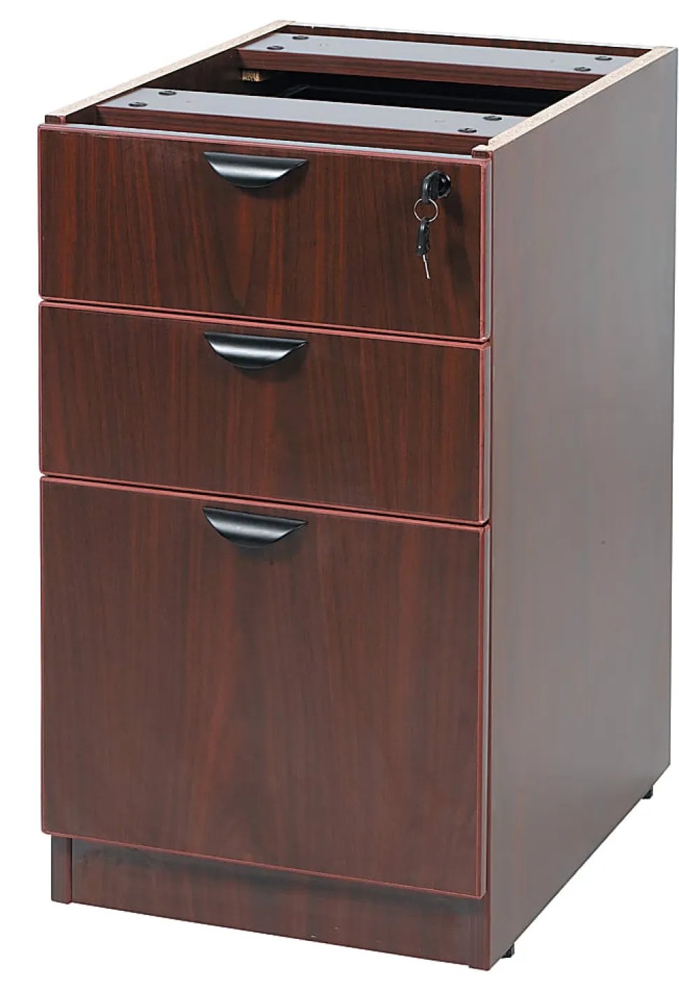 Boss Office Products Holland Series 71"W Executive L-Shaped Corner Desk With 2 File Storage Pedestals, Mahogany
