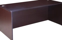 Boss Office Products Holland Suite Desk And Credenza With Dual File Storage Pedestals, Mocha
