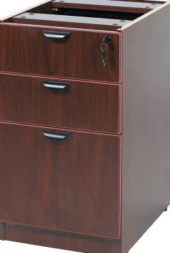 Boss Office Products Holland Suite Desk And Credenza With Dual File Storage Pedestals, Mahogany