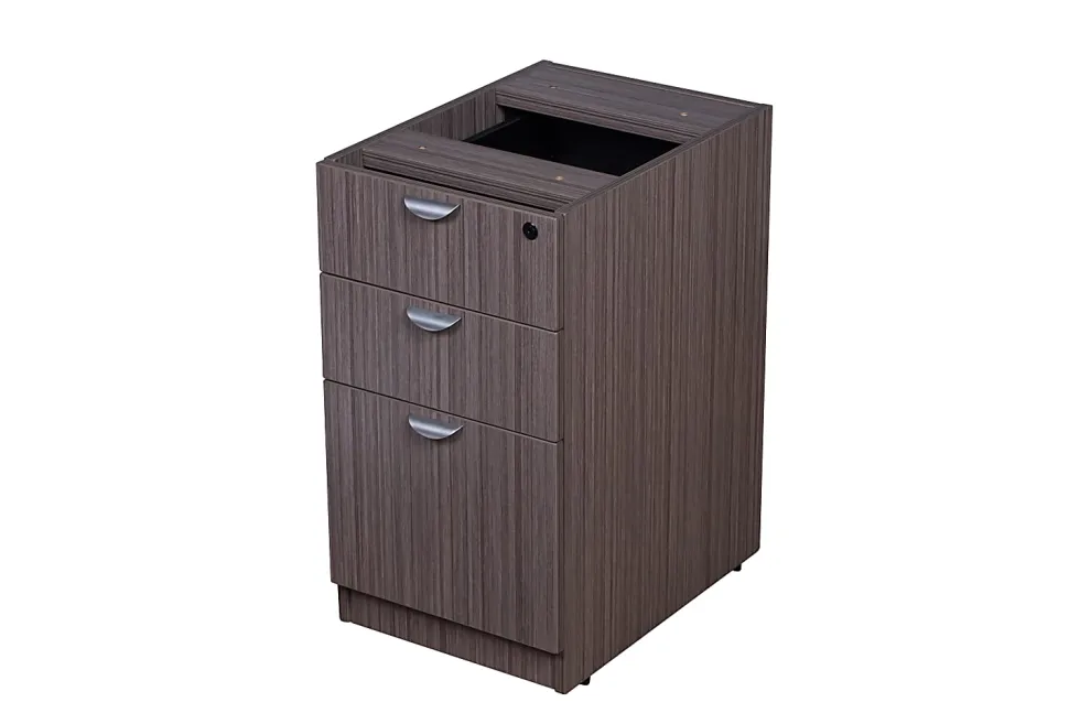 Boss Office Products Holland Suite Desk And Credenza With Dual File Storage Pedestals, Driftwood