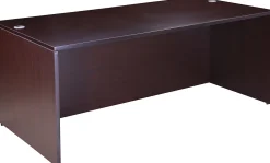 Boss Office Products Holland Series Executive U-Shaped Desk With File Storage Pedestal And Hutch, Mocha
