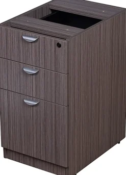 Boss Office Products Holland Series Executive U-Shape Desk With File Storage, Pedestal And Hutch, Driftwood