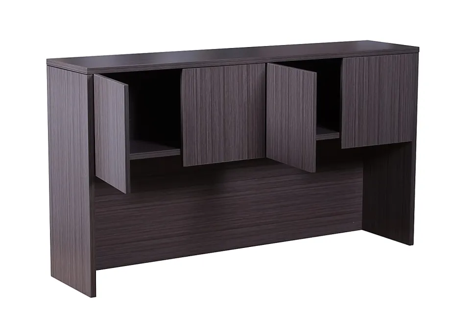 Boss Office Products Holland Series Executive U-Shape Desk With File Storage, Pedestal And Hutch, Driftwood
