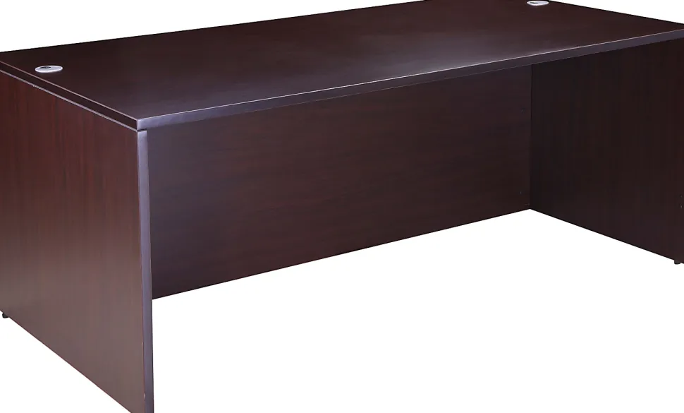 Boss Office Products Holland Series Executive U-Shape Desk With File Storage, Pedestal And Hutch, Mocha