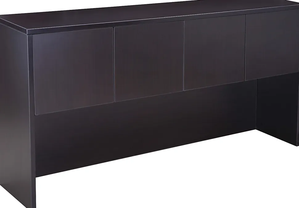 Boss Office Products Holland Series Executive U-Shape Desk With File Storage, Pedestal And Hutch, Mocha