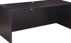 Boss Office Products Holland Series Executive U-Shape Desk With File Storage, Pedestal And Hutch, Mocha