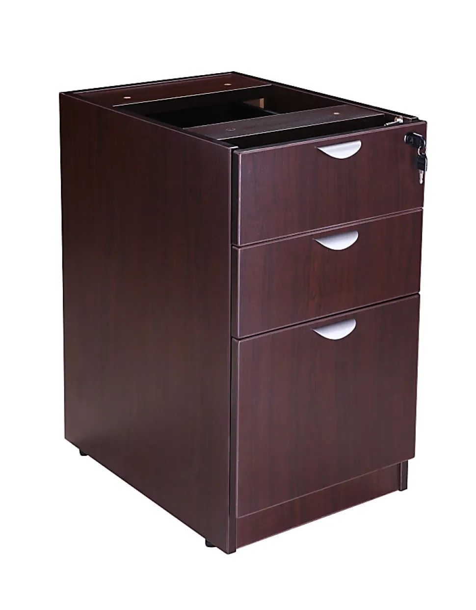 Boss Office Products Holland Series 71"W Executive L-Shaped Corner Desk With File Storage Pedestal, Mocha