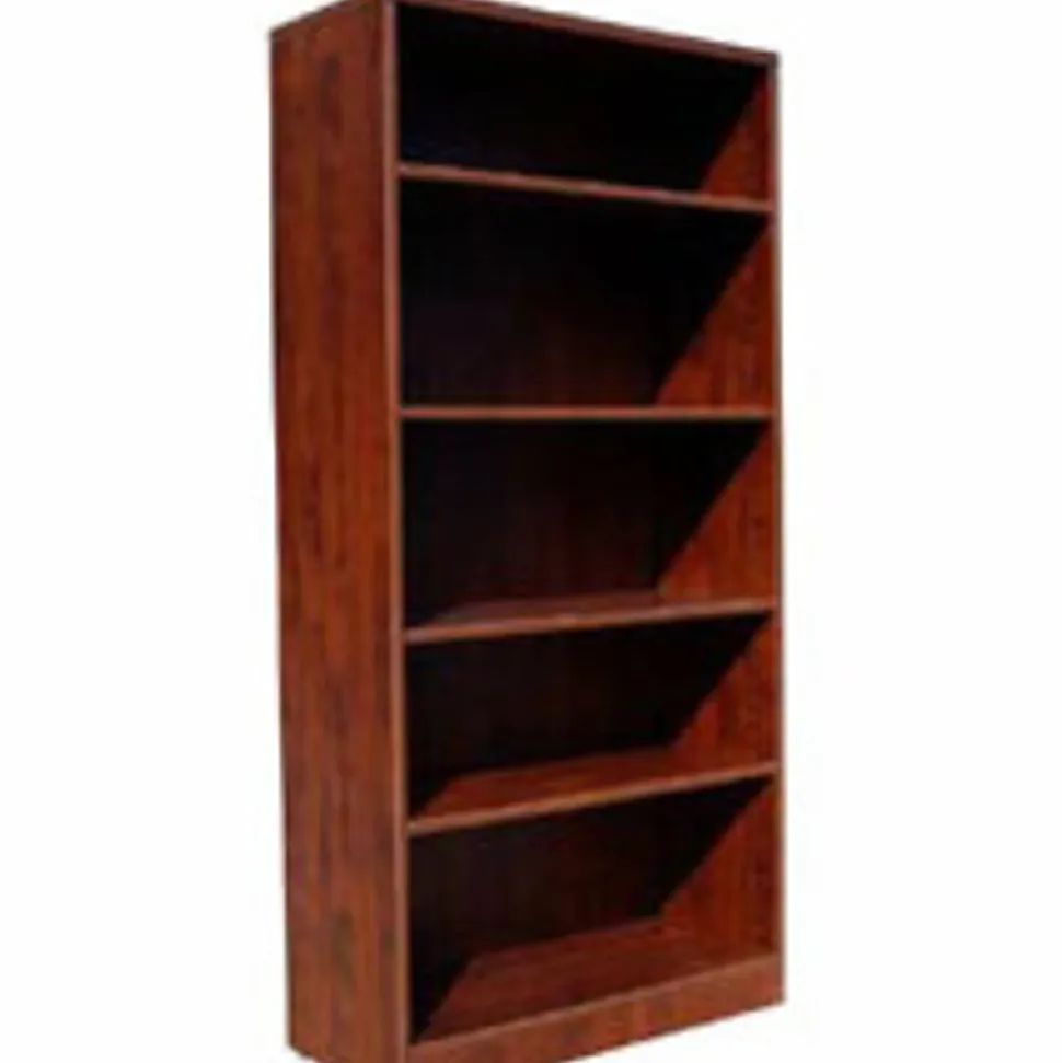 Boss Office Products 66”H 5-Shelf Bookcase, Mahogany