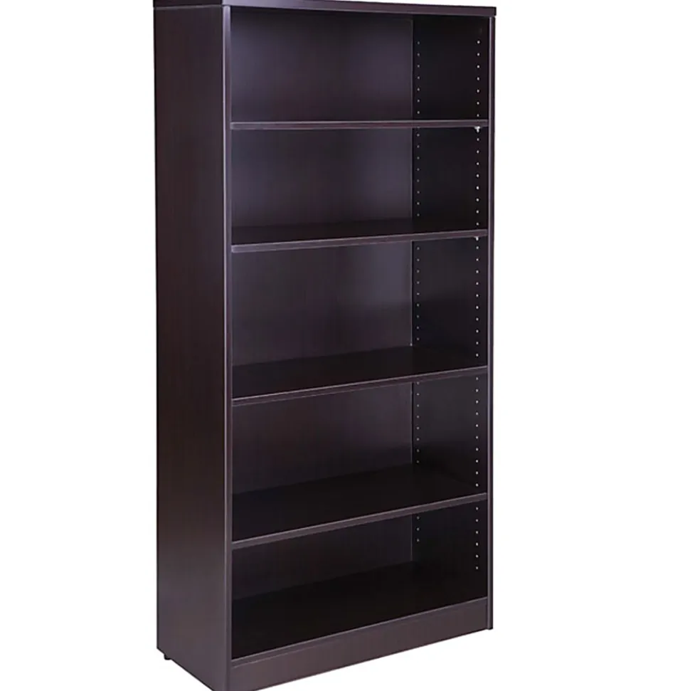 Boss Office Products 66”H 5-Shelf Bookcase, Driftwood