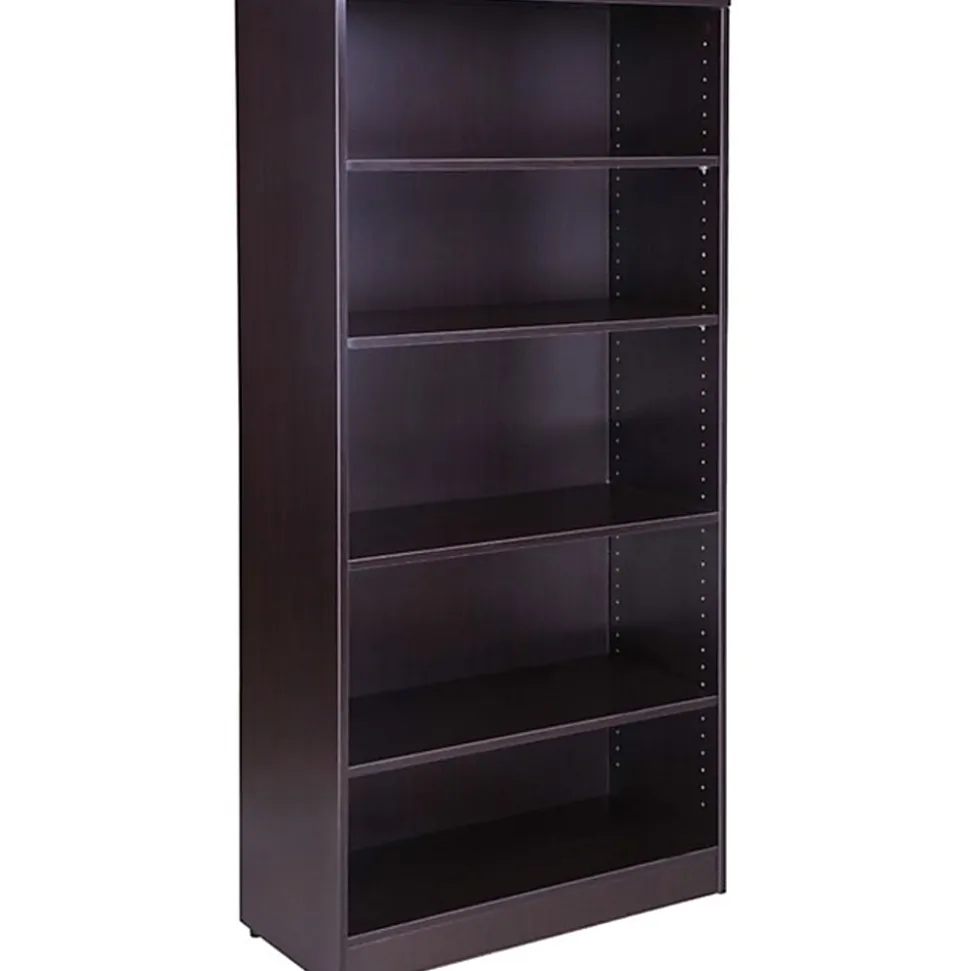 Boss Office Products 66”H 5-Shelf Bookcase, Driftwood