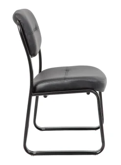 Boss Office Products LeatherPlus™ Bonded Leather Guest Chair, Black