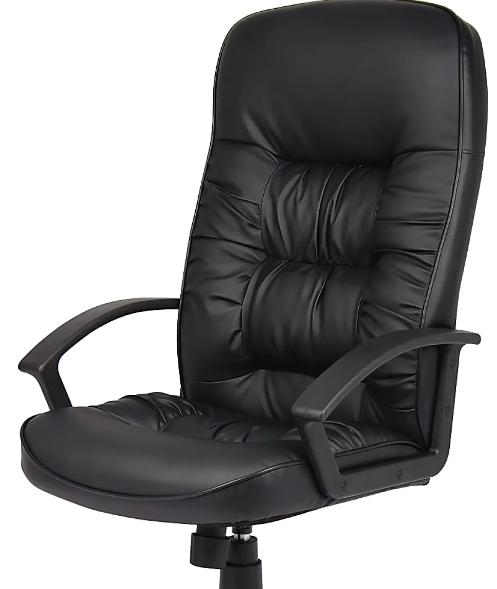 Boss Office Products LeatherPlus High-Back Executive Chair, Black