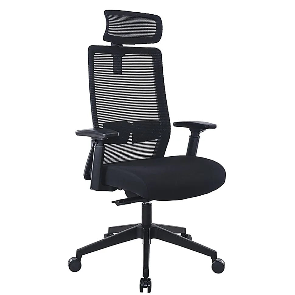 Boss Office Products Mesh High-Back Task Chair With Headrest, Black