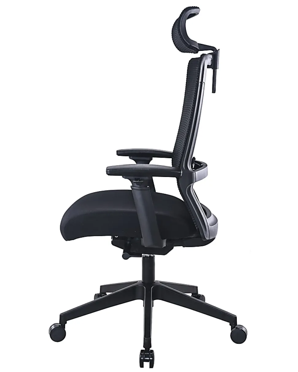 Boss Office Products Mesh High-Back Task Chair With Headrest, Black