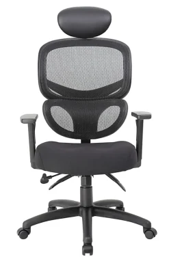 Boss Office Products Mesh Multifunction Mid-Back Task Chair With Headrest, Black