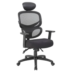 Boss Office Products Mesh Multifunction Mid-Back Task Chair With Headrest, Black