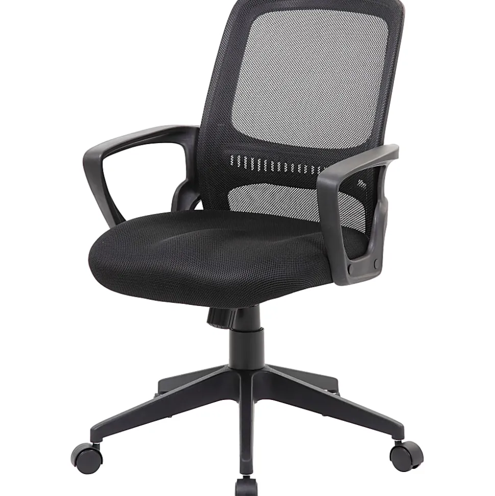 Boss Office Products Mesh Task Chair With Loop Arms, 37"-39", Black