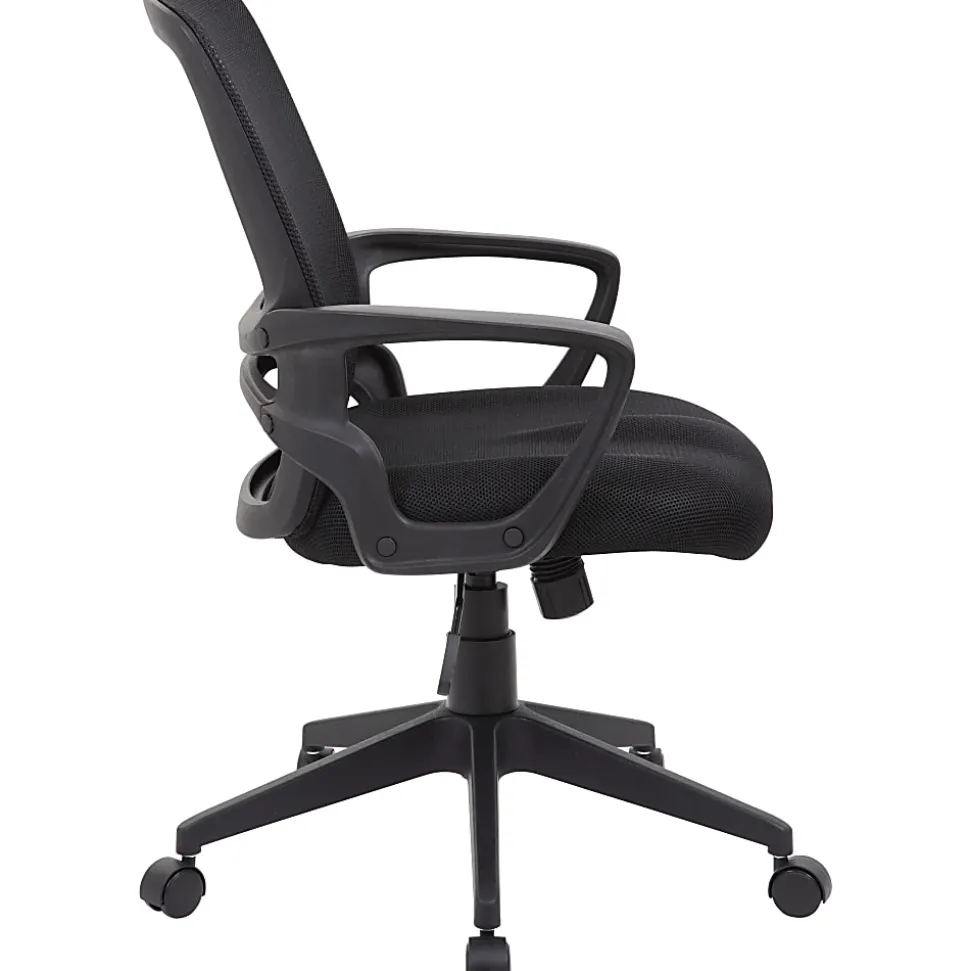 Boss Office Products Mesh Task Chair With Loop Arms, 37"-39", Black